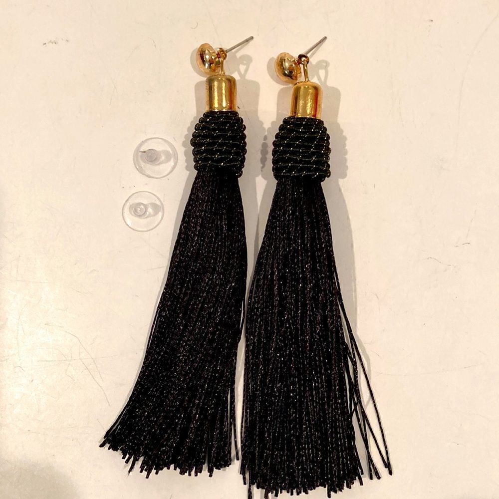 Tassel Earrings Black   